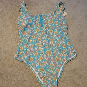 Blue floral one piece